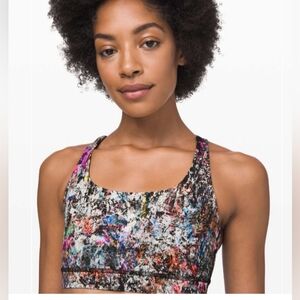 Lululemon athletica, Energy Bra Medium Support B-C caps, Vitalize Multi, size 8